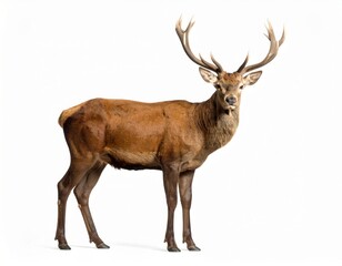 Obraz premium Wild deer over white background, no shadow