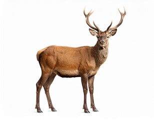 Obraz premium Wild deer over white background, no shadow