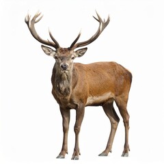 Obraz premium Wild deer over white background, no shadow