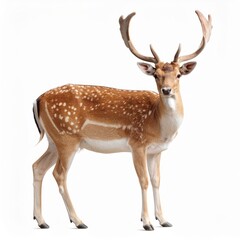 Obraz premium Wild deer over white background, no shadow