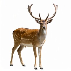 Fototapeta premium Wild deer over white background, no shadow