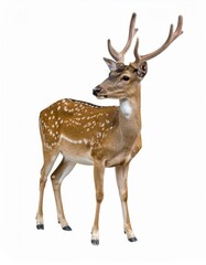 Obraz premium Wild deer over white background, no shadow