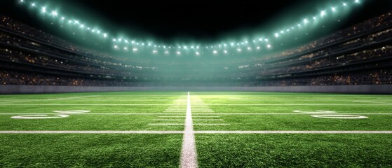Night Football Stadium with Crowd