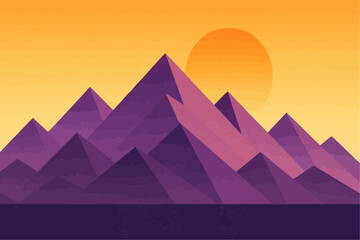 Sunset Mountain Range Geometric Peaks in Vibrant Hues