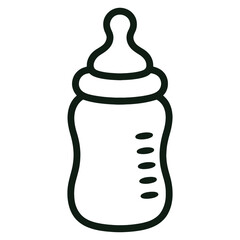 Baby Feeding Bottle Line Drawing Black and White Milk Bottle Illustration for Coloring Page