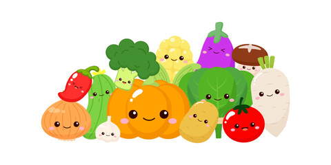 Cute cartoon fresh vegetables for kids
