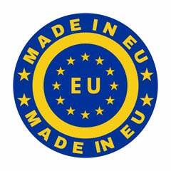 European Union flag button, Stamp made in EU, label of made in EU, logo made in the EU, EUROPEAN UNION flag, Eu flag , tag, seal, icon, stamp, label, logo for EU products, for packeuropean union stamp