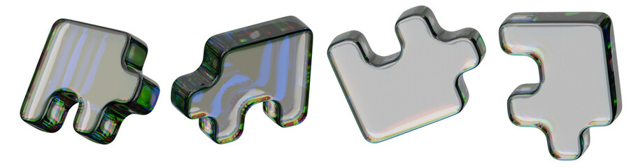퍼즐 3D 유 아이콘 퍼즐 오브젝트 / Glass Puzzle Piece 3D Icon Puzzle Object