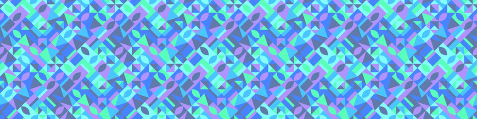 Horizontal multicolored seamless geometric pattern background - abstract geometrical vector graphic design