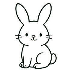 Cute Cartoon Bunny Line Art Illustration Adorable Rabbit Drawing for Coloring Book