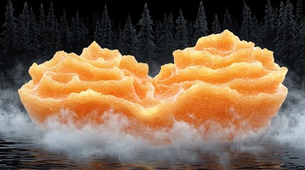Orange Cloud Over Water in Forest