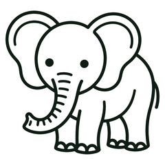 Cute Cartoon Elephant Line Art Illustration Adorable Elephant Drawing for Coloring Book

