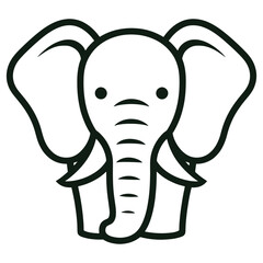 Cute Cartoon Elephant Line Art Illustration Adorable Elephant Drawing for Coloring Book

