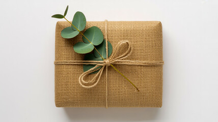 A top-down view of a wrapped package on a white background