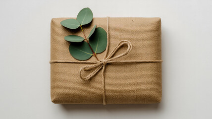 A top-down view of a wrapped package on a white background