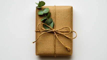 A top-down view of a wrapped package on a white background