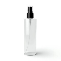 Transparent Hand Sanitizer Bottle with Black Pump Dispenser.
