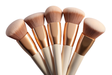 Set of makeup brushes isolated on transparent background. beauty and cosmetic use cases.