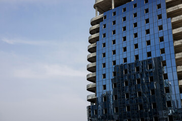 glazing of facade of a residential building