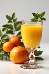 Fototapeta premium Orange Juice in a Glass with Mandarin Oranges