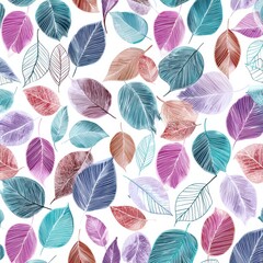 Vibrant Leaf Symphony: A kaleidoscope of colorful leaves, each with intricate details, dances across the canvas in a stunning display of natural beauty and artistic expression.
