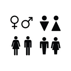 Man And Woman Icon set, vector black Men and women  icon sign symbol design illustration Black vector human figures non binary symbols female and male icon symbols