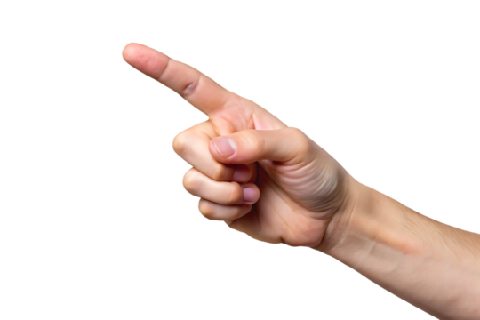 index finger reaching isolated transparent background AI