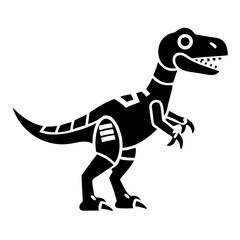 Fototapeta premium Robotic toy dinosaur. Mechanical raptor toy design for kids. Playful robotic dinosaur illustration for children’s book, game, or educational material.