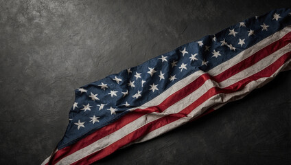 Top View of the American Flag on a Dark Background