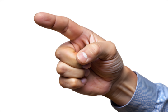 index finger reaching isolated transparent background AI