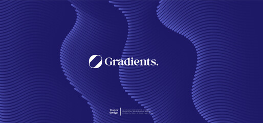 Wavy linear pattern with gradient colors. Vector presentation template. 