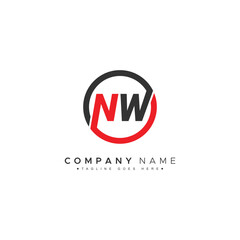NW Vector Logo Template - Simple Icon for Initial Letter N and W Monogram