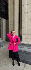 NOVAT, NOVOSIBIRSK - 08 JUNE 2025: Opera and Ballet Theatre NOVAT.  Woman posing in Interior and facade and some details.