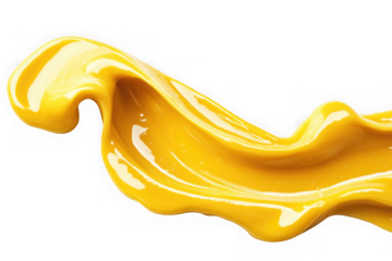 Abstract yellow paint flowing liquid texture golden fluid art design element graphic resource isolated on transparent background