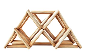 Geometric wooden structure isolated on transparent background