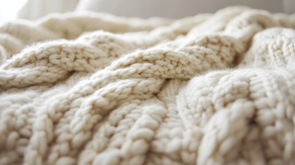 Close-up view of a cable knit textile.