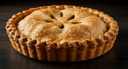 Golden Baked Apple Pie with Decorative Crust and Star-Shaped Vents