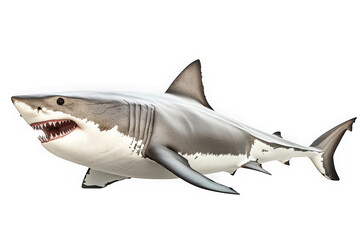 Fototapeta premium Great white shark predator ocean animal marine life underwater sea creature apex predator image stock photo isolated on transparent background