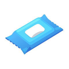 Vector illustration of wet wipes pack, isolated on white background