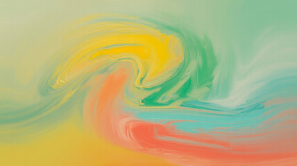An abstract expressionist painting with soft, blended brushstrokes in a pastel color palette.