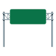 Obraz premium Blank Green Highway Signboard – Overhead Directional Road Sign Vector