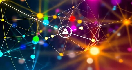 Abstract network graphic with colorful dots and lines - Powered by Adobe