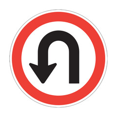 U-Turn Traffic Sign – Red and White Circular Road Sign Vector Illustration
