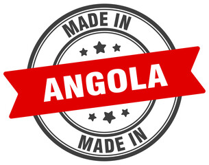 Made in Angola round sign. Made in Angola stamp.