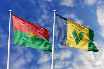 A Burkina Faso and Saint Vincent and the Grenadines flag, a metaphor for Caribbean-African bonds,...
