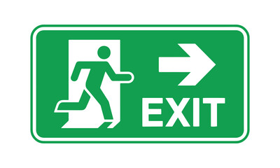 Emergency Exit Sign with Running Man and Arrow 