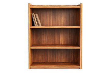 Wooden bookshelf bookcase shelving unit furniture interior design home decor library storage wood brown books isolated on transparent background
