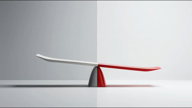 Red and white object representing economic seesaw dynamics between usa and china with invisible weight affecting balance &ndash; Animated Video Version