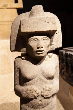 Aztec Mexican stone sculpture of female fertility idol goddess dating from about AD900-1450, ancient history culture stock photo image