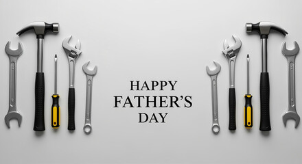 Tools and wrenches arranged for Father's Day celebration